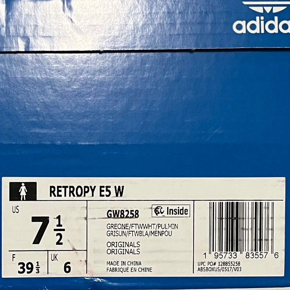 Adidas Retropy E5W Sneakers Gray One Cloud White Pulse Mint Size 7.5 NWT - Picture 10 of 12